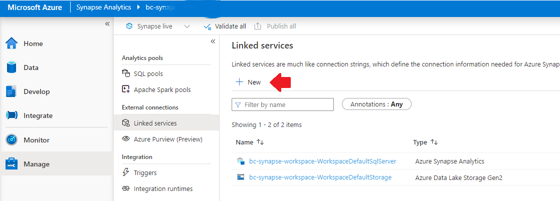 Synapse Linked Services