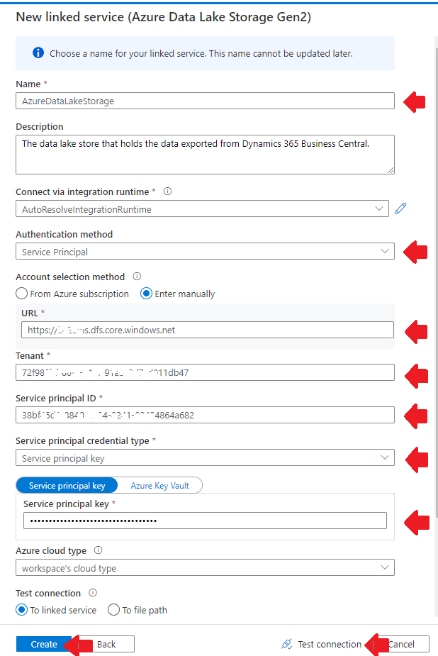 New linked service