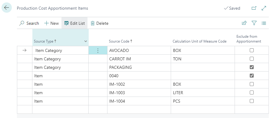 PCA - Production Order Registration: Create output line